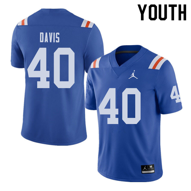 Jordan Brand Youth #40 Jarrad Davis Florida Gators Throwback Alternate College Football Jerseys Sale - Click Image to Close